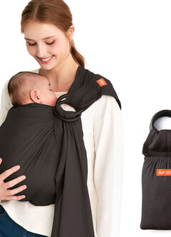 Solid Linen Baby Ring Sling, Charcoal, hi-res