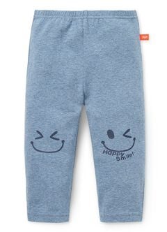Baby Cotton Full-length Leggings-Smile, Mid Blue, hi-res