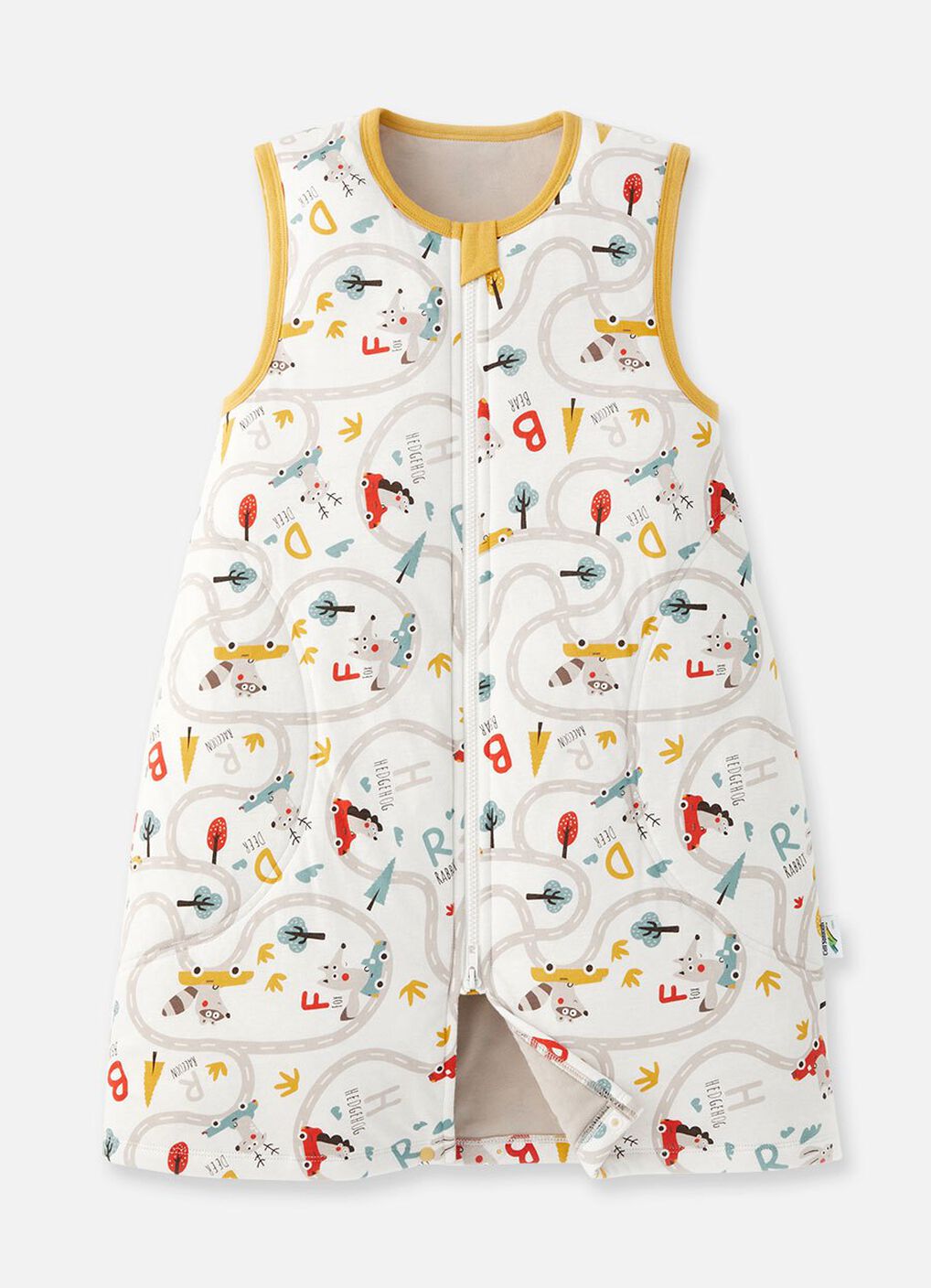 Lightweight Optimum Temp. Sleep Suit-Jungle Bumper Car, Mustard, hi-res image number 0