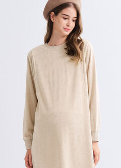Soft Touch Maternity & Nursing Knit Dress, Cream, hi-res