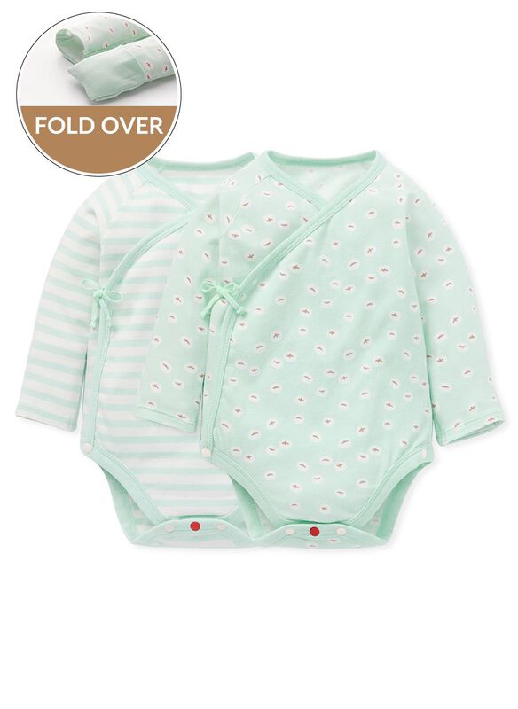 Pearl Barley Newborn Cotton L/S Bodysuit 2 Pcs Pack