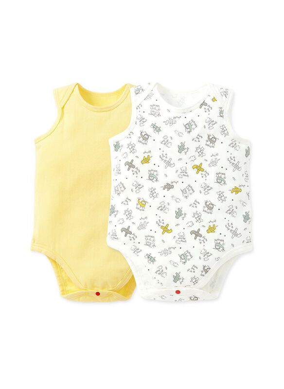Airplane Baby Cotton Sleeveless Bodysuit 2 Pack