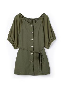 Puff Sleeve Maternity & Nursing Top, Olive, hi-res
