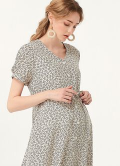 Floral Print V-Neck M&N Dress, , hi-res