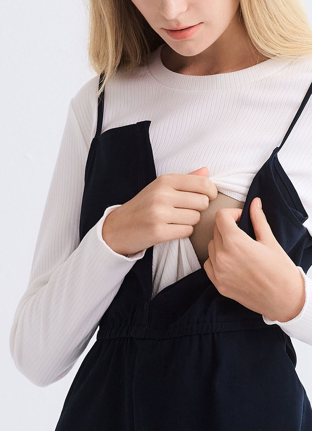 2 in 1 Maternity & Nursing Spliced Dress, Navy, hi-res image number 3