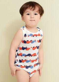 Baby Cotton Mesh Sleeveless Bodysuit 2 Pack, Mid Blue, hi-res