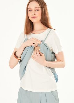 2 in 1 Maternity & Nursing Spliced Top, Blue Grey, hi-res
