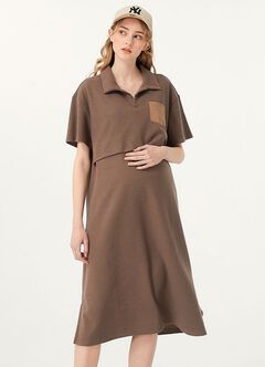Waffle M&N Polo Dress, Mink, hi-res