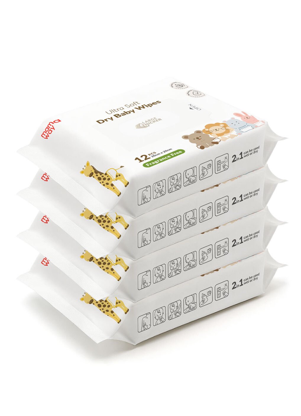 Ultra Soft Dry Baby Wipe (12PCS X 4 PACKS), , hi-res image number 0