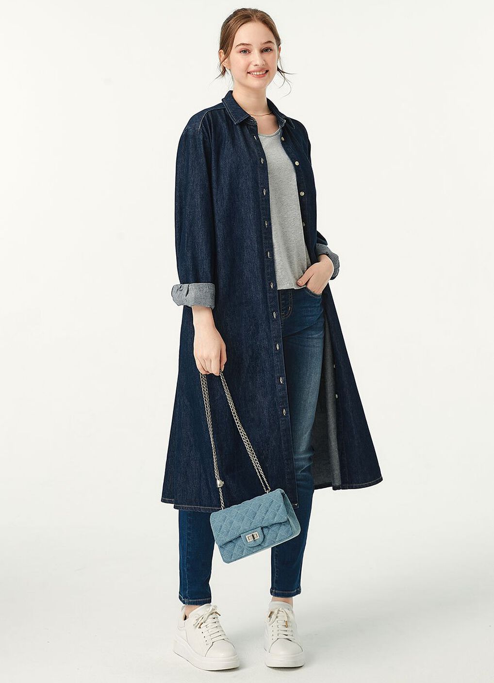 Denim Belted M&N Shirt Dress, , hi-res image number 5