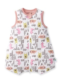 Lightweight Optimum Temp. Sleep Suit-Monster War, Pink, hi-res