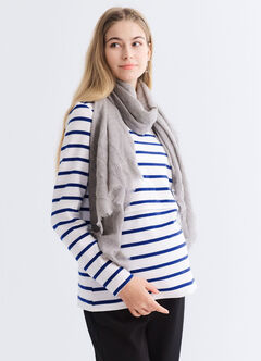 Striped Boat Neck Maternity & Nursing Top, Blue, hi-res
