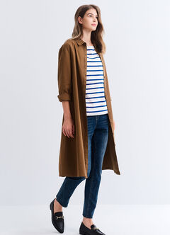 Elegant Belted Maternity & Nursing Shirt Dress, Brown, hi-res