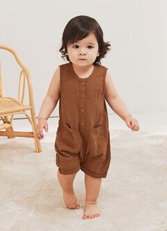 Baby S/L Patch Pocket Romper, , hi-res