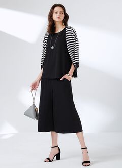 Maternity & Nursing Top Plus Wide Leg Pants Co-Ord Set, Black, hi-res