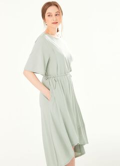 Drapey Maternity & Nursing Midi Dress, Sage Green, hi-res
