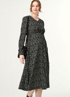 Floral Print V-Neck Maternity & Nursing Dress, , hi-res