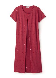 Mickey Dotty Maternity & Nursing Pyjama Dress, Brick, hi-res