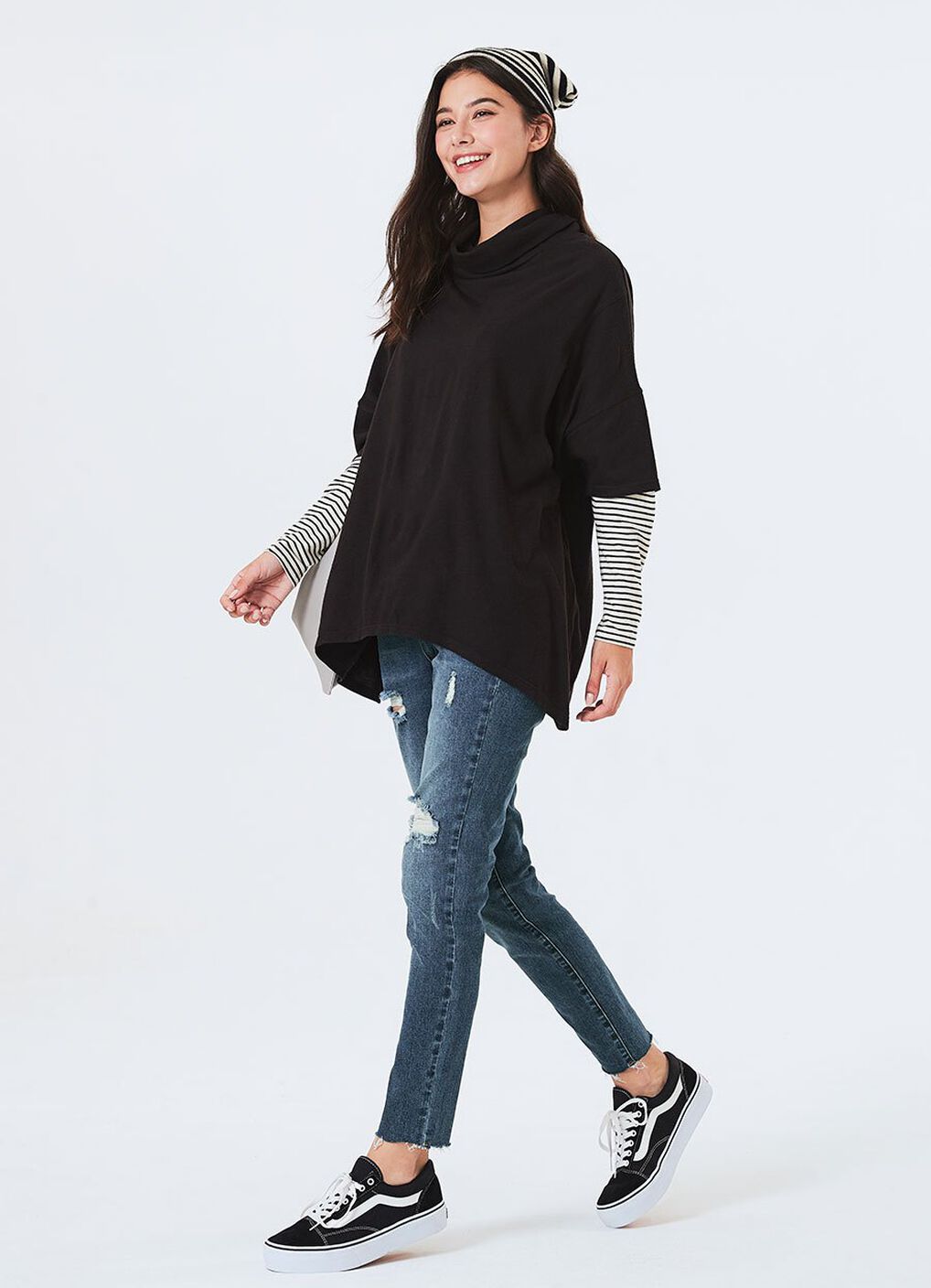 Raw Hem Ripped Maternity Skinny Jeans, , hi-res image number 4