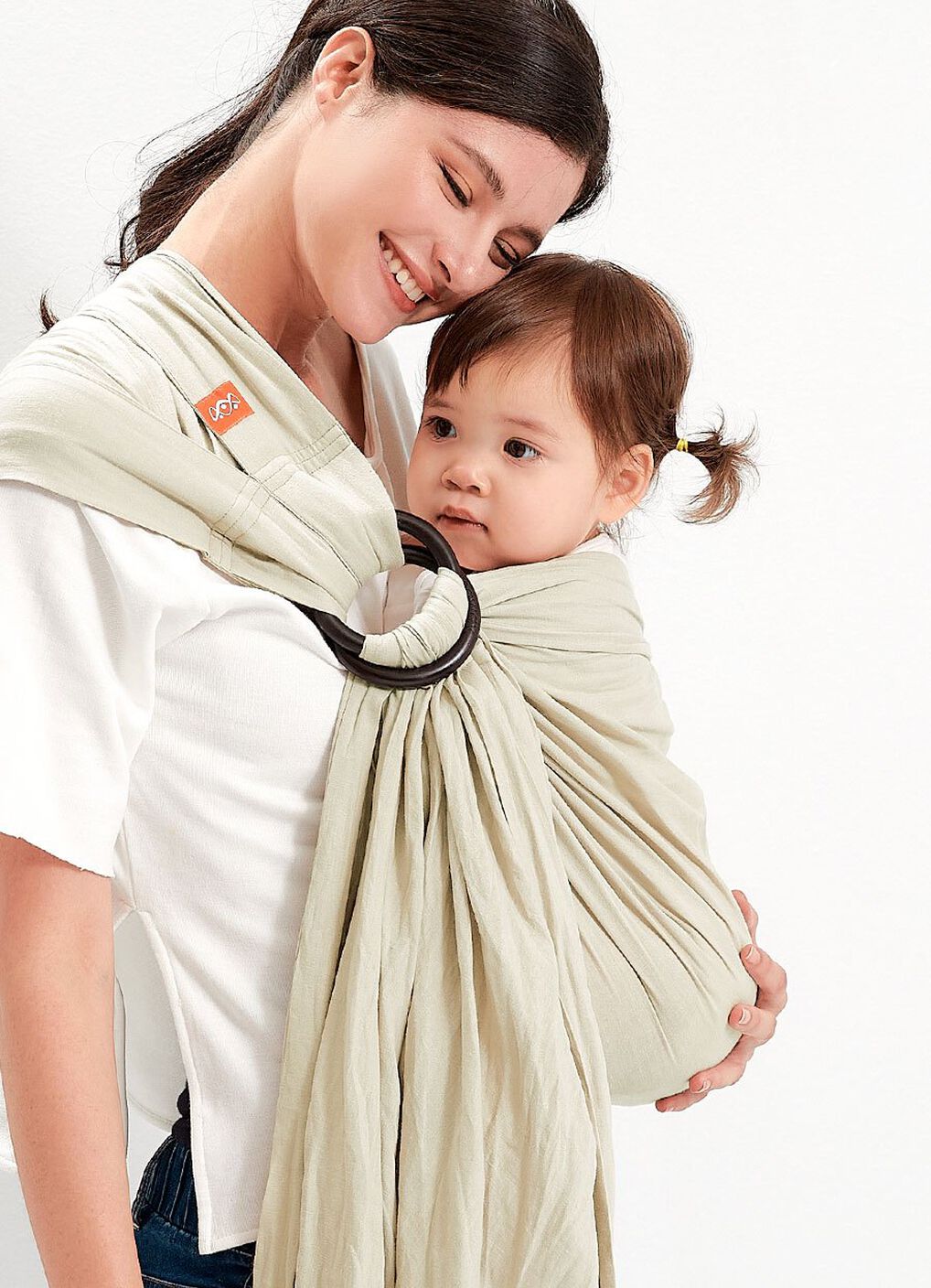 Solid Linen Baby Ring Sling, Khaki, hi-res image number 2