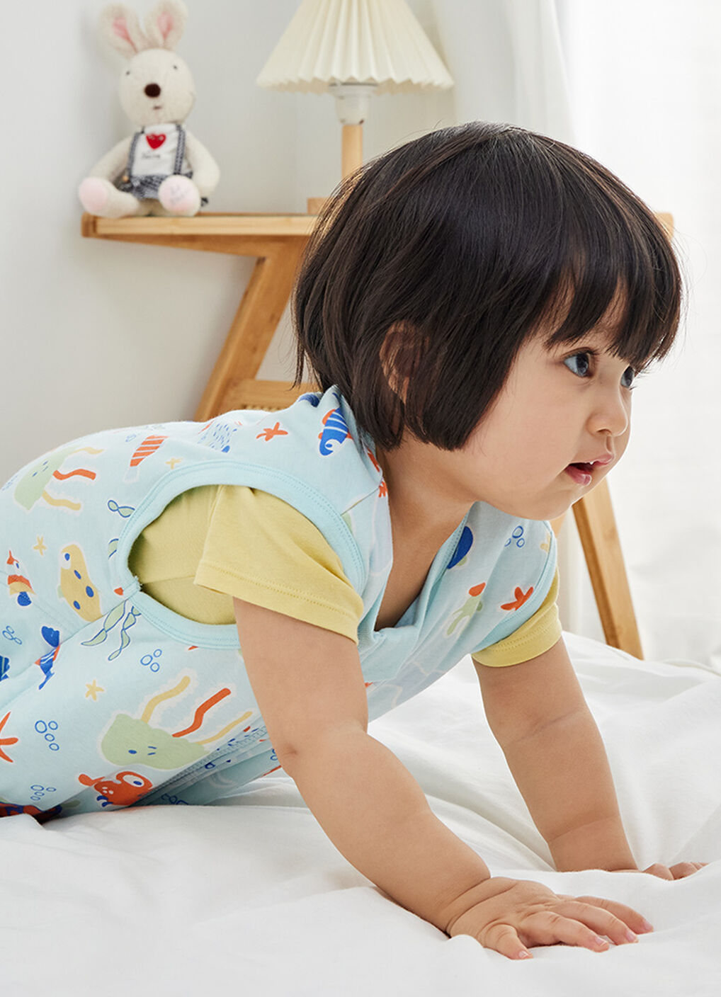 Lightweight Optimum Temp. Sleep Suit-Sea World, , hi-res image number 1