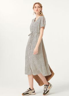 Floral Print V-Neck M&N Dress, , hi-res