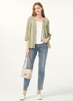 Puff Sleeves Cotton M&N Top, , hi-res