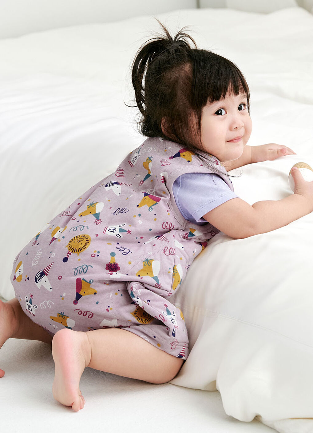 Lightweight Optimum Temp. Sleep Suit-Doggie Party, Purple, hi-res image number 3