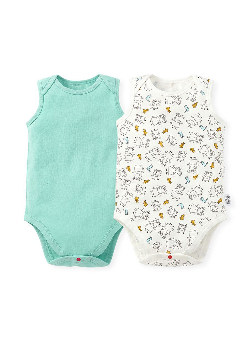 Line Arts Peppa Pig Baby Cotton S/L Bodysuit 2 Pcs Pack, Sage Green, hi-res image number 0