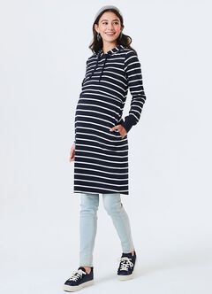 Striped Maternity & Nursing Hoodie Dress, , hi-res