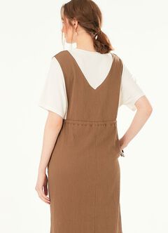 2 in 1 Splicing Maternity & Nursing Dress, Mink, hi-res