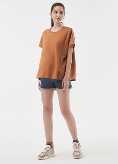 Raw Hem Maternity Denim Shorts, , hi-res