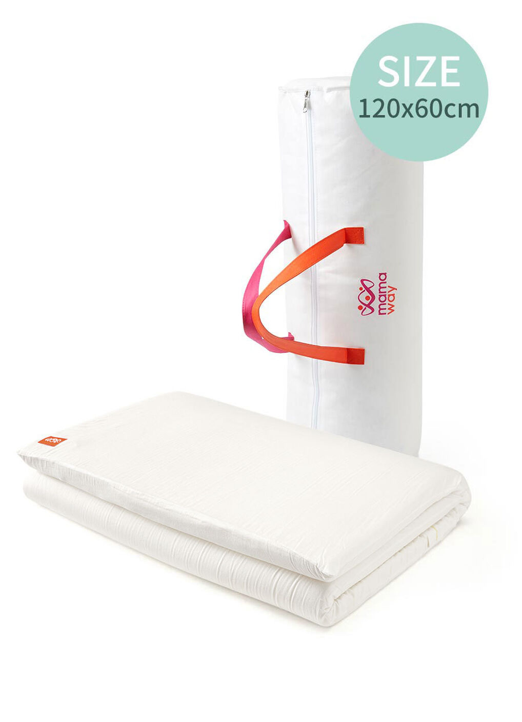 Non-toxic Cot Mattress Topper With Cover 120X60cm, White, hi-res image number 0