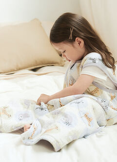 Lightweight Optimum Temp. Sleep Suit-Animal Bubbles, Grey, hi-res