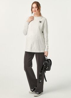 Relaxed Maternity Slim Pants, Charcoal, hi-res