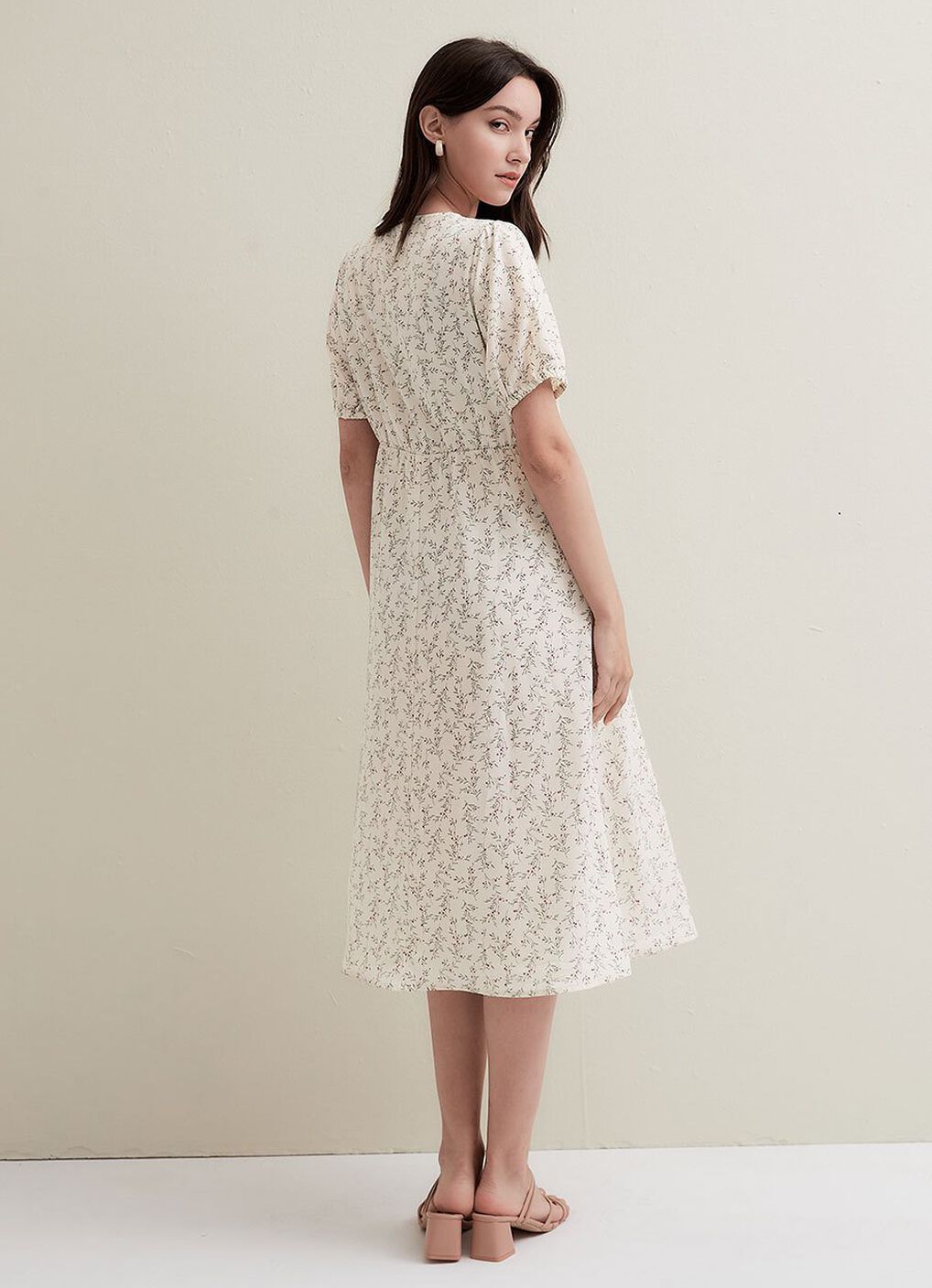 Floral Print Puff Sleeve Maternity & Nursing Dress, , hi-res image number 4