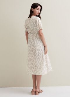 Floral Print Puff Sleeve Maternity & Nursing Dress, , hi-res