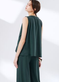 Maternity & Nursing Top Plus Wide Leg Pants Co-Ord Set, Deep Green, hi-res