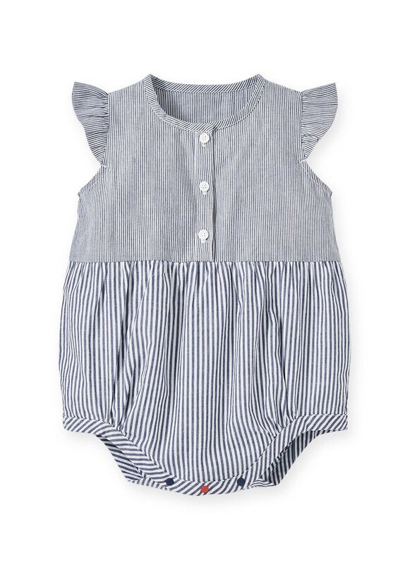 Striped Baby Ruffle Sleeve Romper