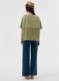 Blend Short Sleeve Maternity & Nursing Top, Olive, hi-res