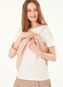 2 in 1 Maternity & Nursing Spliced Top, Coral, hi-res