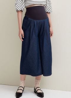 Drapey Wide Maternity Denim Pants, , hi-res