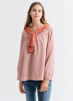 Pleated V-Neck Maternity & Nursing Top, , hi-res