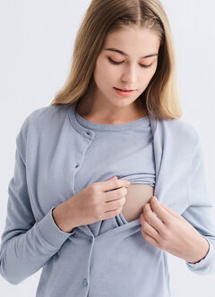 Knitted Crew Neck Maternity & Nursing Cardigan, , hi-res