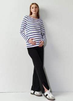 Striped Boat Neck Maternity & Nursing Top, Blue, hi-res