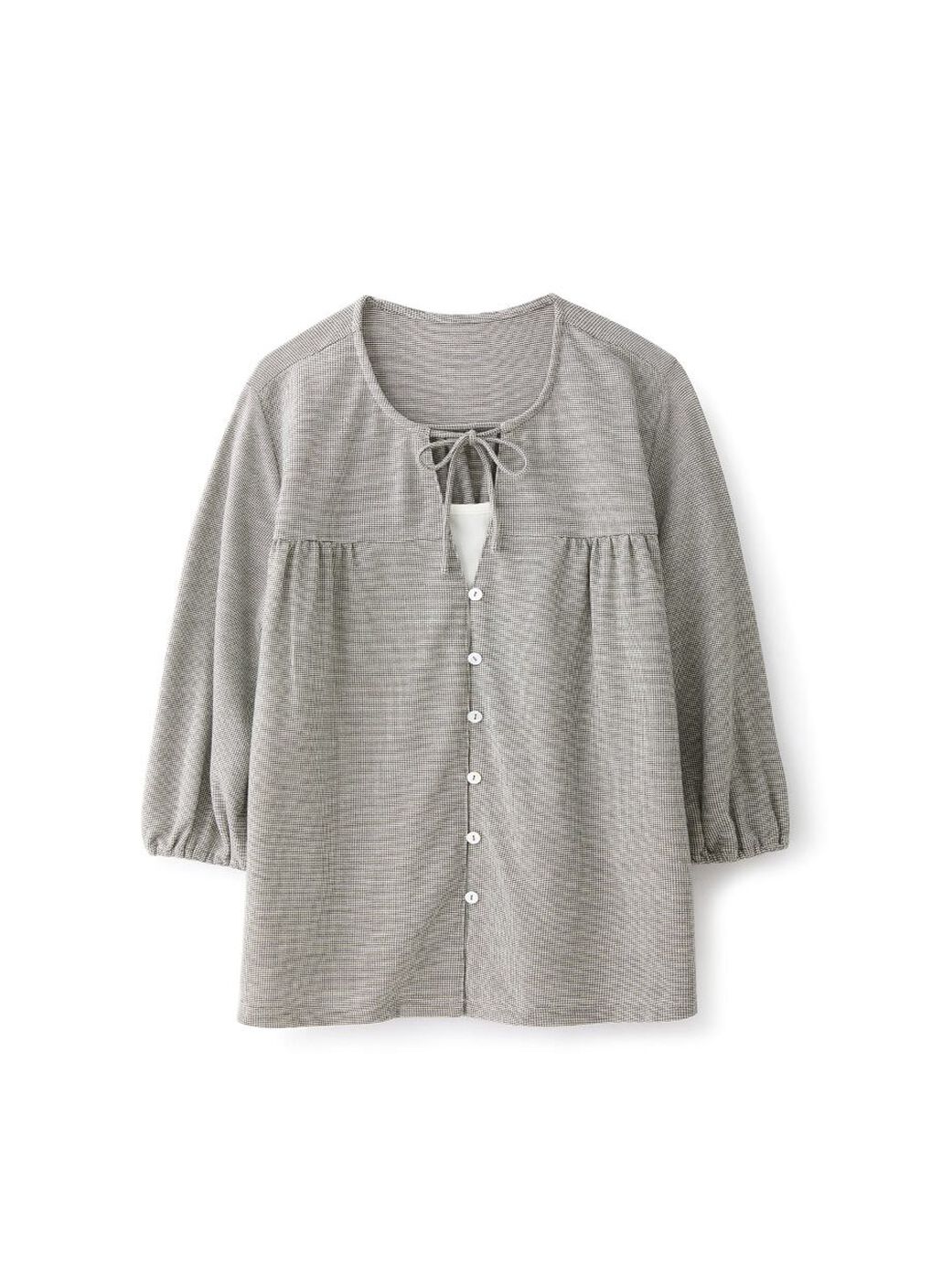 Puff Sleeves Cotton M&N Top, Black, hi-res image number 5