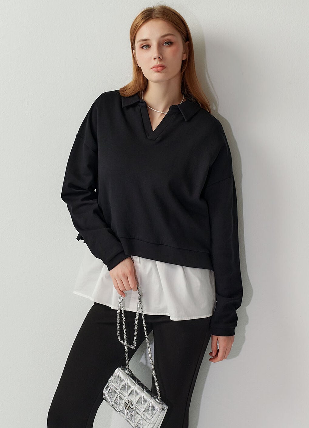 Skipper Collar 2 in 1 Maternity & Nursing Layered Jumper, , hi-res image number 0