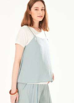 2 in 1 Maternity & Nursing Spliced Top, Blue Grey, hi-res
