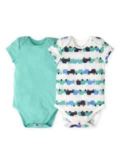 Baby Cotton Mesh Short Sleeve Bodysuit 2 Pack, Sage Green, hi-res