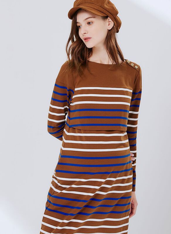 Striped Maternity & Nursing Dress